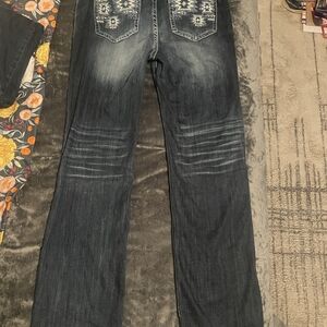 Grace Dark Blue Boot Cut Jeans with Embroidered Pockets